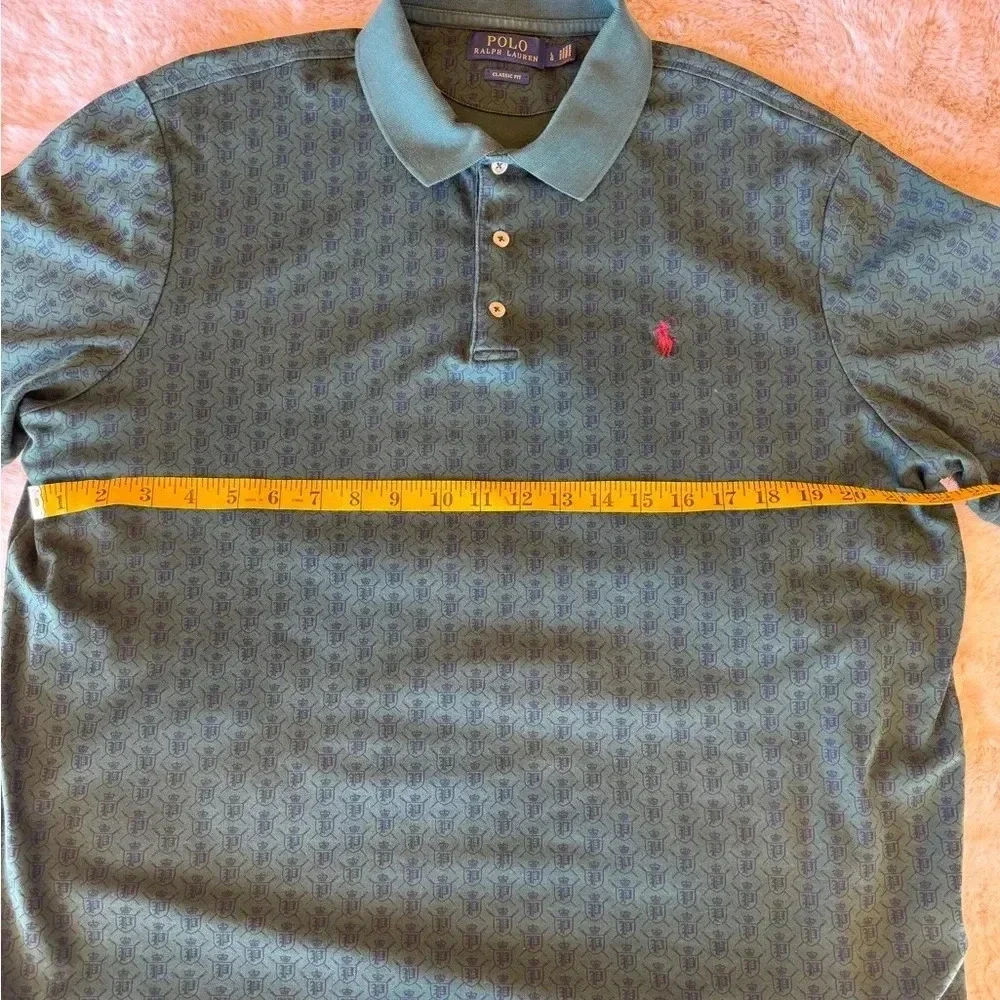 Polo Ralph Lauren Mens Polo Green Crest all over print size Large classic fit
